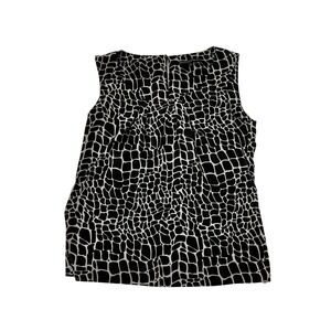 Isabella De Marco Womens Size 8 Black White Abstract Print Sleeveless Blouse Top
